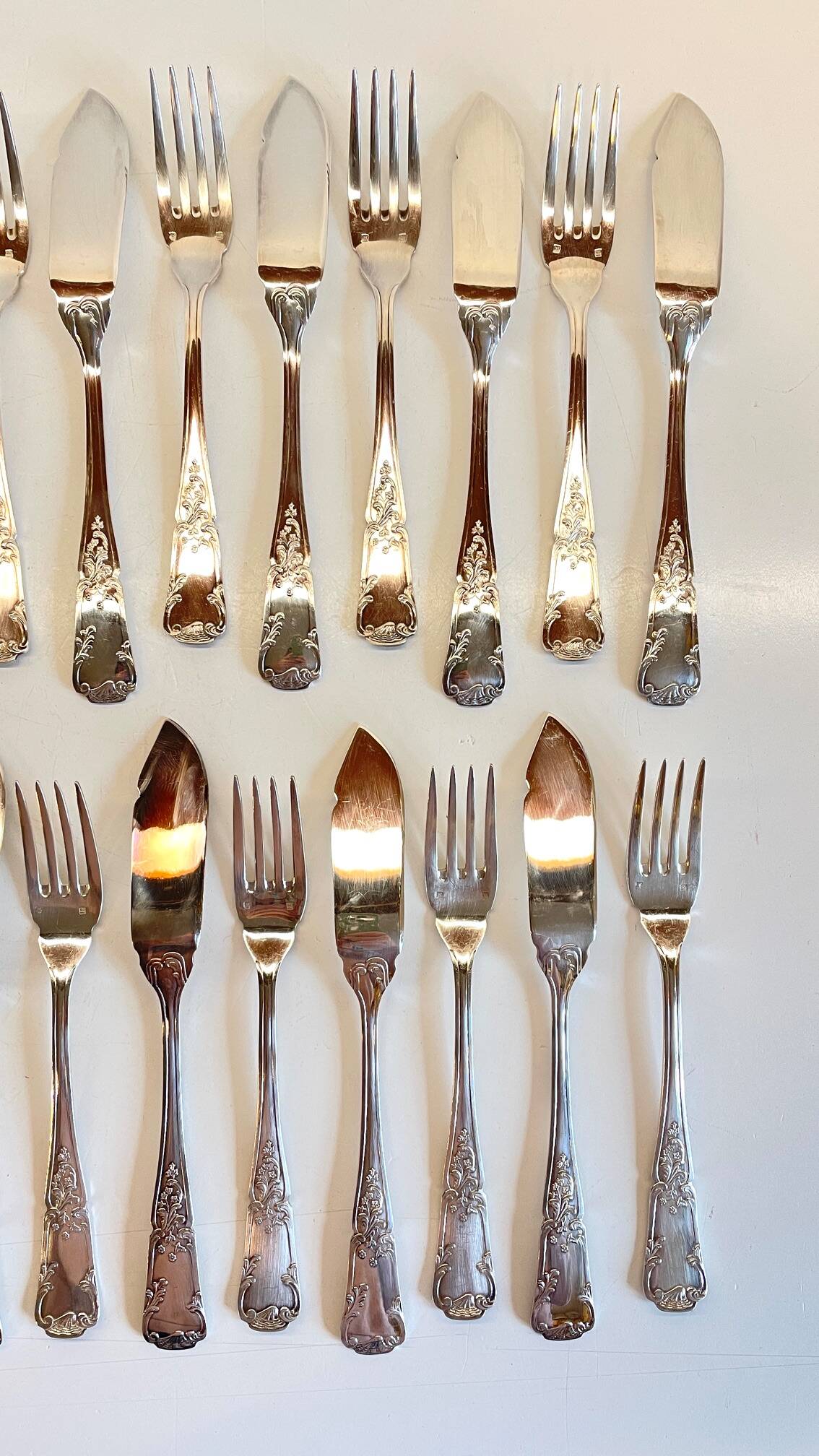 PLATIL 12 Couverts à Poisson  Métal Argenté