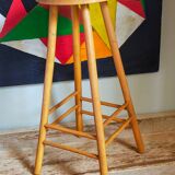 Vintage solid blond wood bar stool