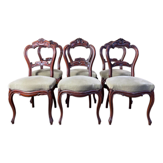 Suite de 6 chaises Louis Philippe en acajou