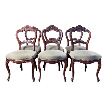 Suite de 6 chaises Louis Philippe en acajou