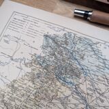 Map of the Marne, 1889. Authentic Vintage.