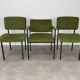 2 chairs and 1 office armchair from the 1950s in green velvet and black metal.
