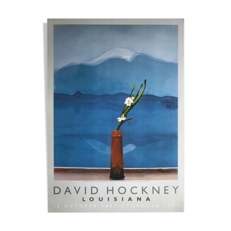 Original poster after david hockney, louisiana museum / mt. fuji and flowers, 1972