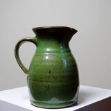 Small green pitcher enameled stoneware Sylvie Wlotkowski craftsmanship from Burgundy