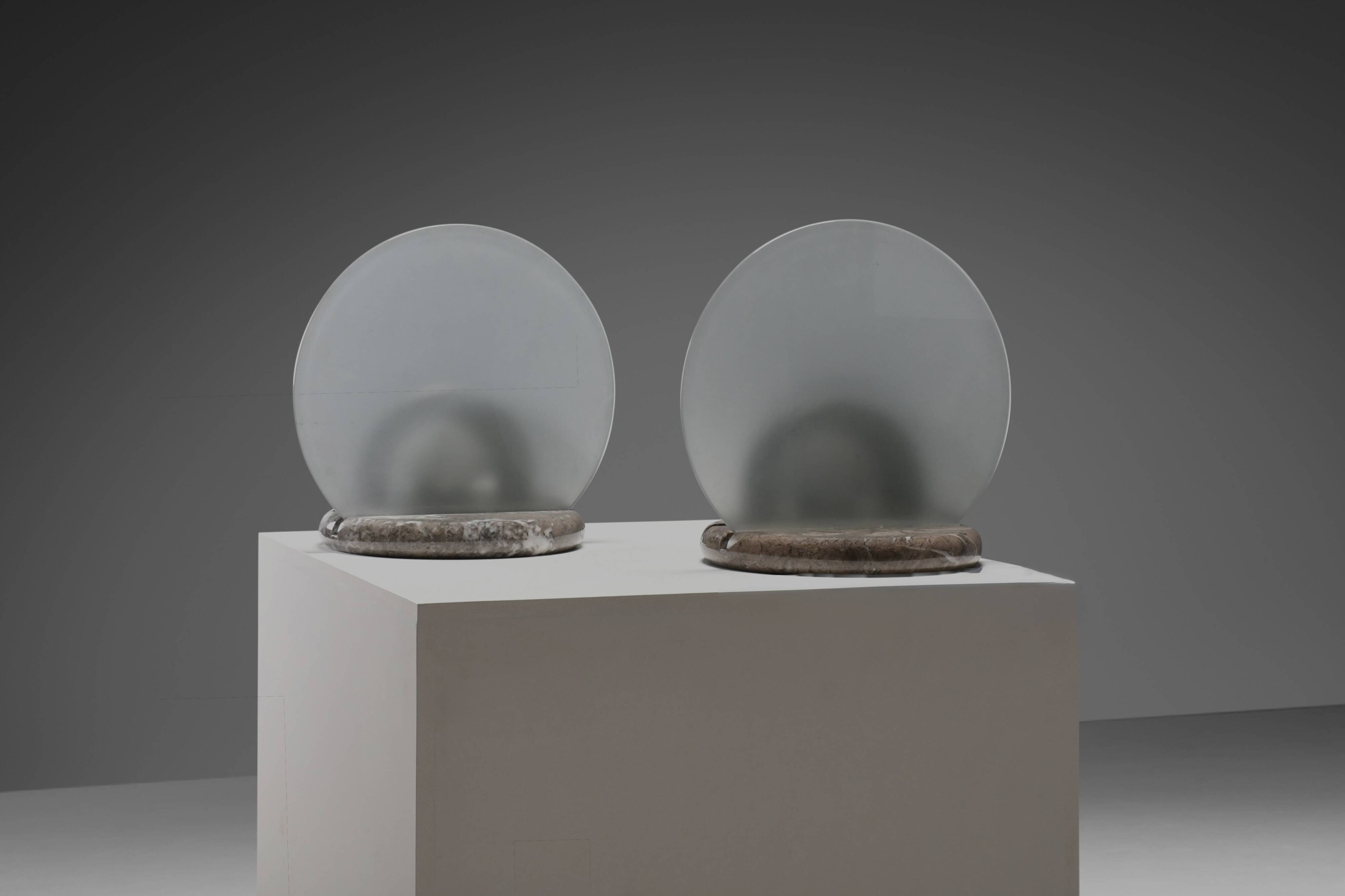 Marble and glass table lamps by Bruno Gecchelin for Skipper, Italy 1970s