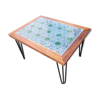 Low wood & stained glass & resin table