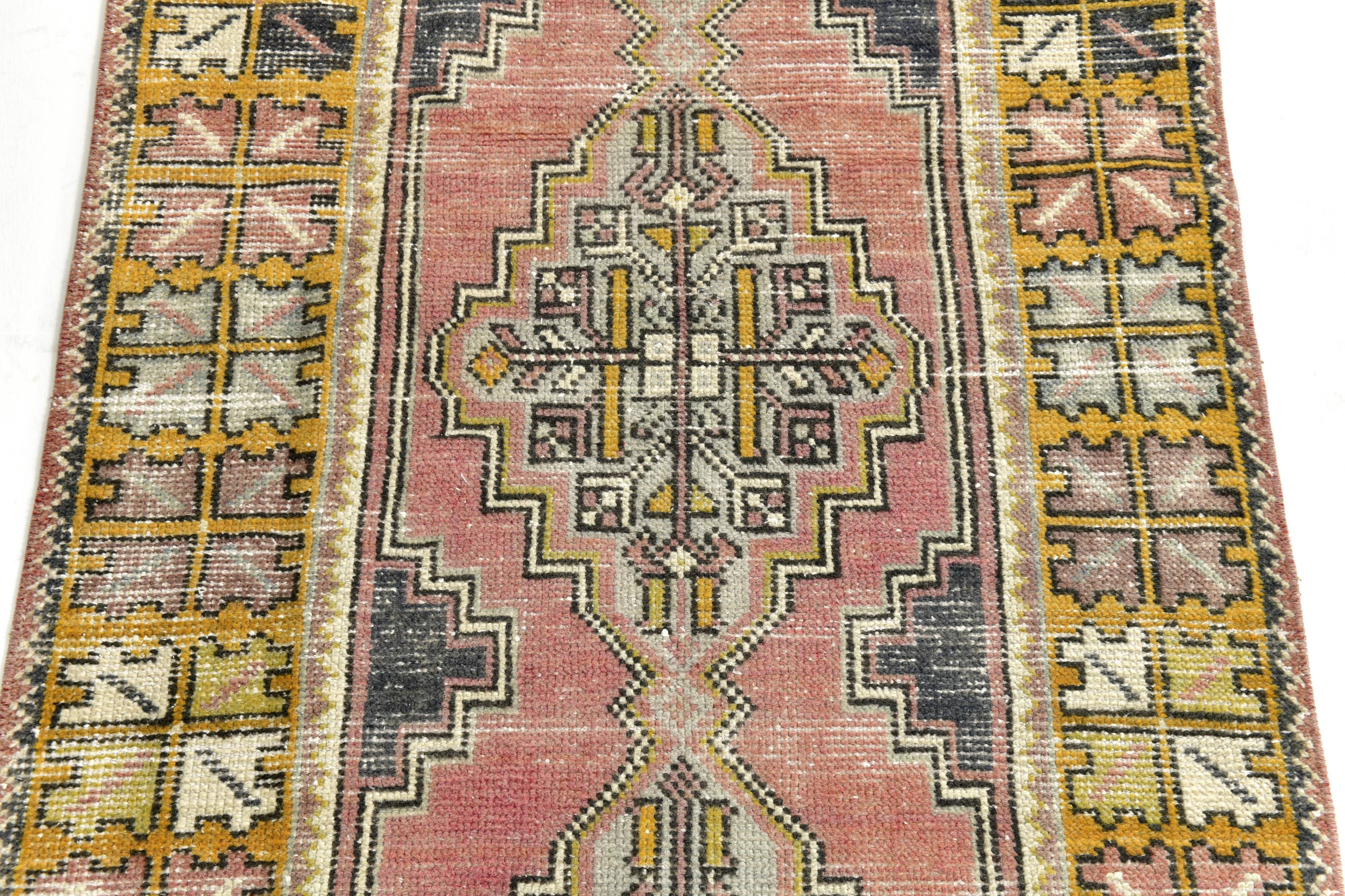 Red & Gold Persian Hallway Runner Rug,  92x314Cm