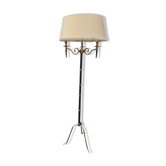 Modernist floor lamp 3 arms in black and gold metal