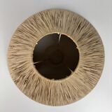 Wabi sabi brutalist wood turned table lamp in the style of Charles Dudouyt