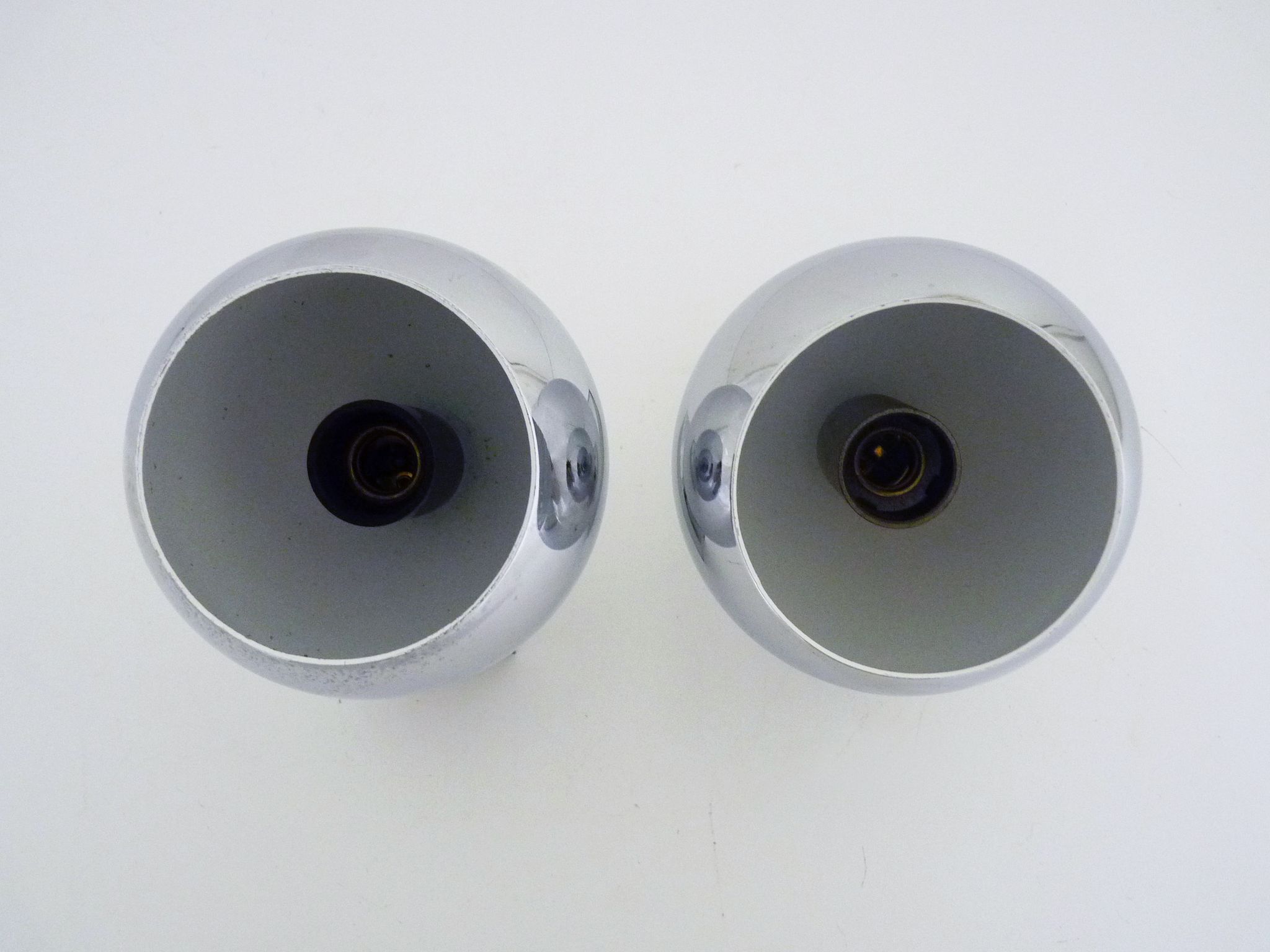 Pair of chrome eye ball wall wall light, reclining. Vintage