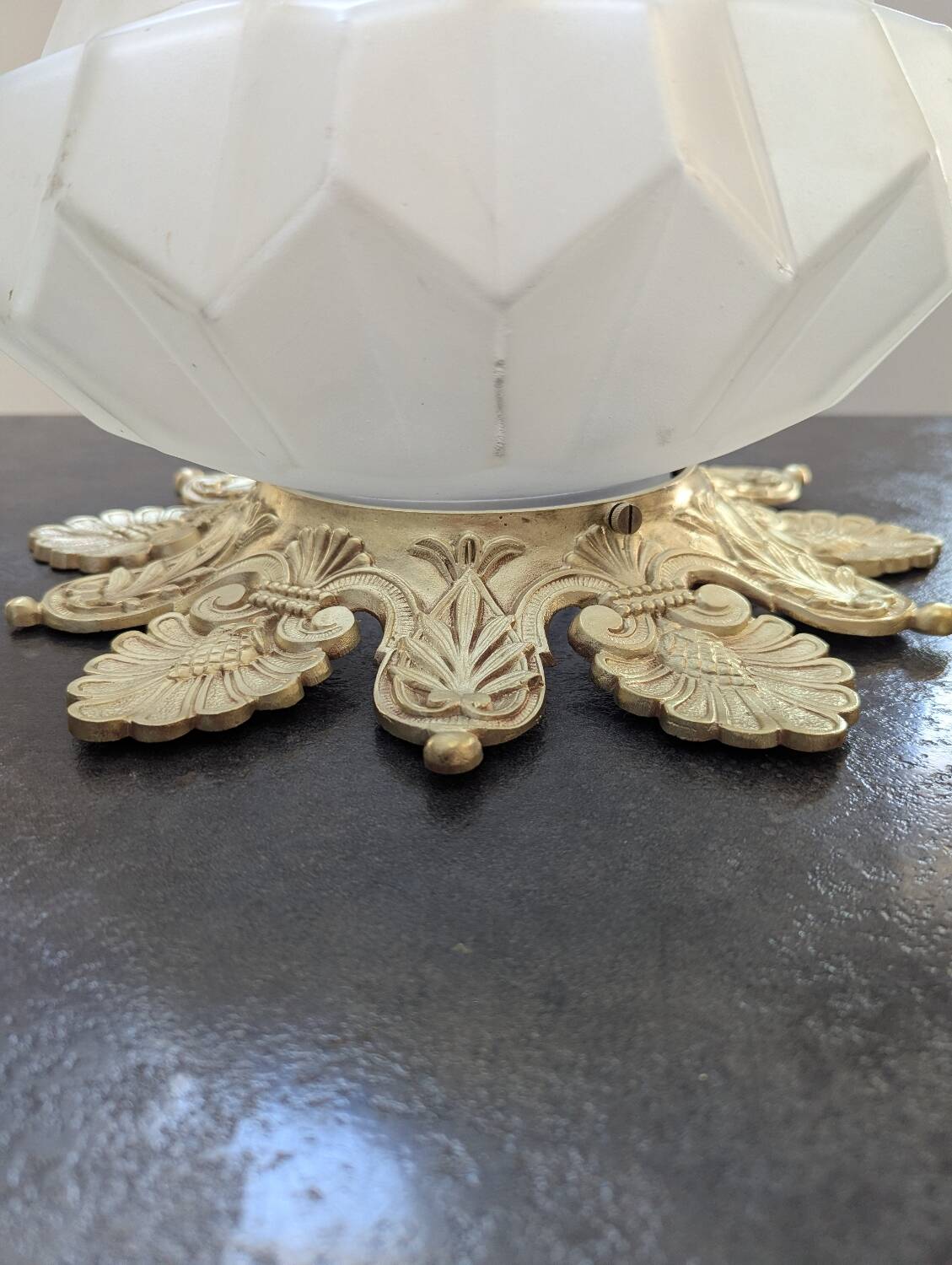 Art Nouveau ceiling light, table lamp in pressed-molded glass