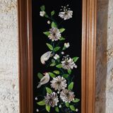 Mother-of-pearl paintings and shells, signed Gina Foucher