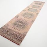 Tapis de course vintage turc orange en laine douce 3X12