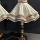 Pair of vintage bedside lamps with brass petticoat shades, 20th century