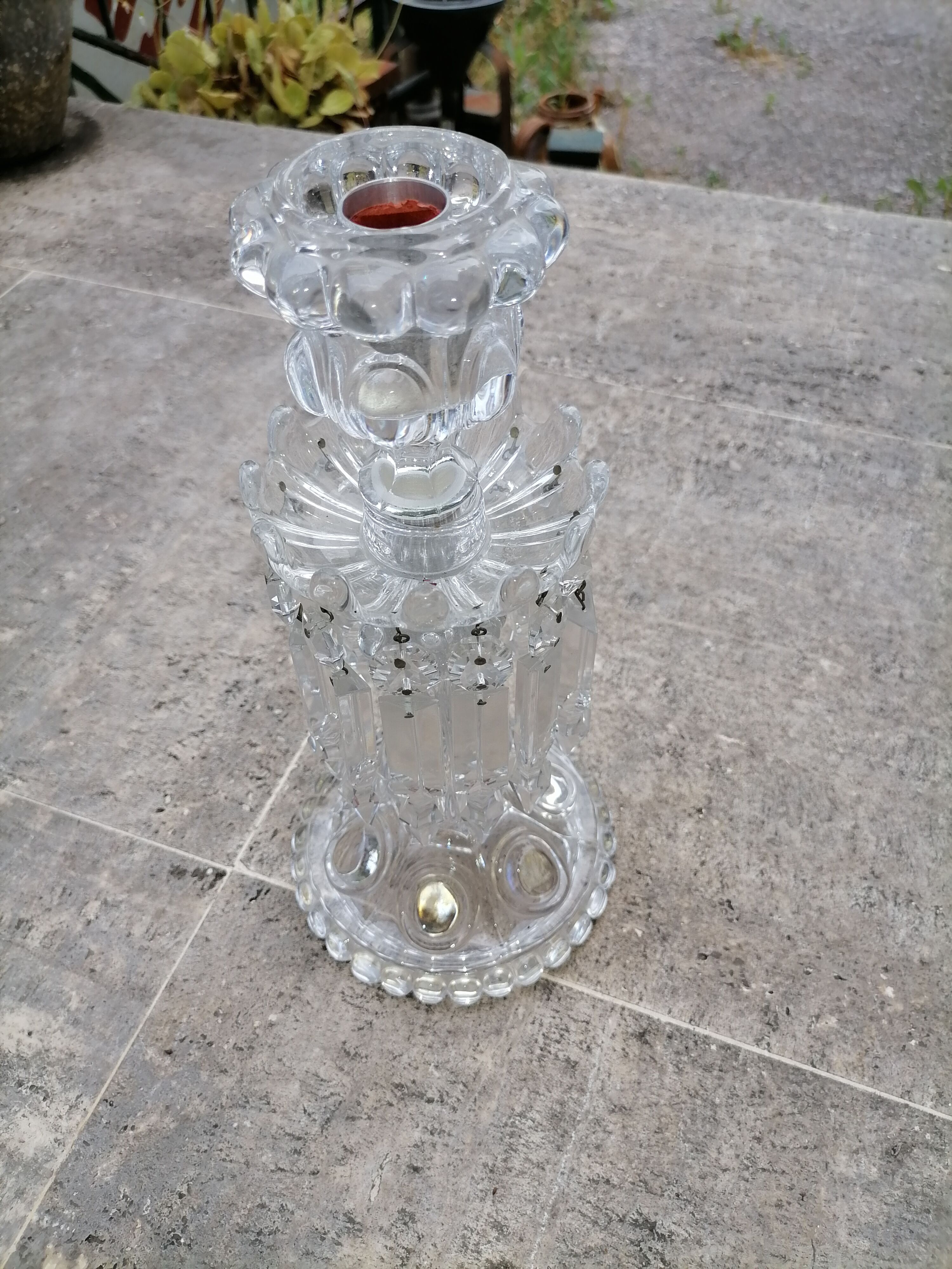 Chandelier verre et pampille de cristal
