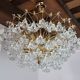 Lustre, 3 levels, crystal flowers, Italy 1970