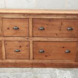 Old trade furniture with six solid pine drawers