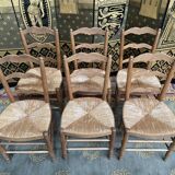 6 rustic ash mulched chairs