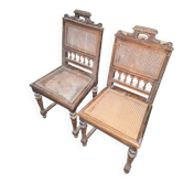 Paire de chaises Néo-Renaissance en noyer et cannage – Fin XIXe