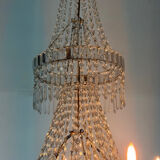 Beaded bag chandelier, six lights, circa 1800