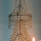 Beaded bag chandelier, six lights, circa 1800