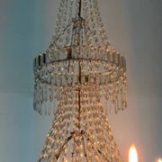 Lustre sac de perles, six feux de lumière, vers 1800
