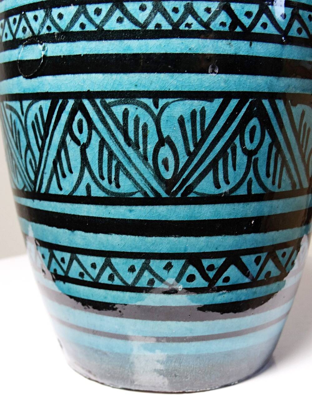 Small Safi vase, Moroccan vintage turquoise handcrafted pottery