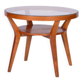 Table basse du milieu du siècle en chêne et verre, tchèque, années 1950.
