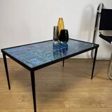 Table basse en céramique bleue par Robert & Jean CLOUTIER circa 1960