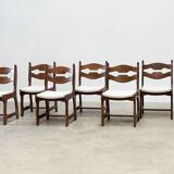 Set of six brutalist razorback dining chairs