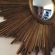 Golden wooden witch eye sun mirror, 60s