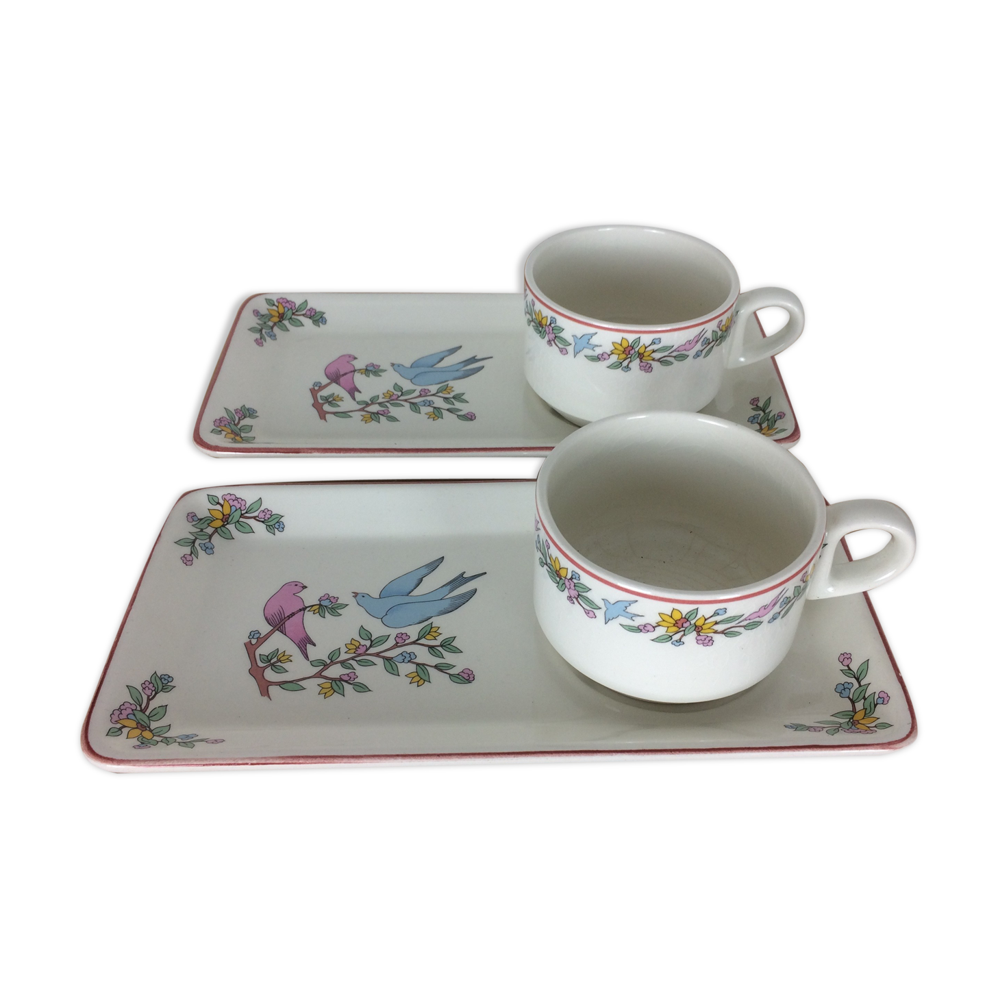 Mugs Les Amoureux de Gien, by Marie Pierre Boitard, breakfast service