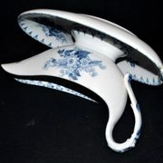 Sarreguemines U&C Flore sauce boat in earthenware with blue flowers