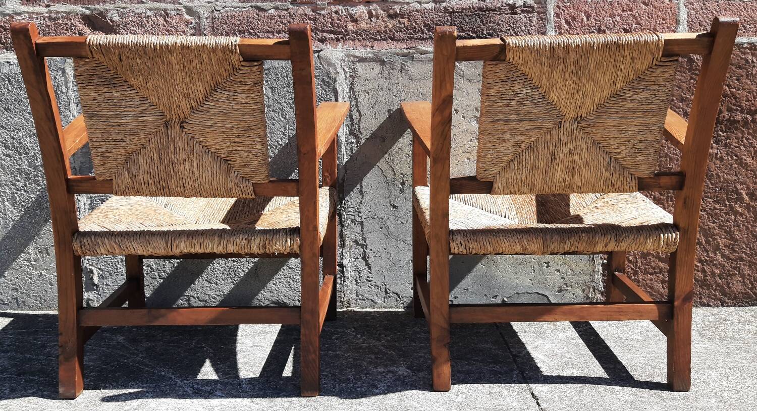 Paire de fauteuils paille (Josep Torres Clavé, 1936)