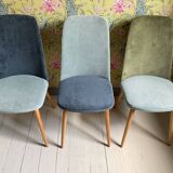 Trio of Scandinavian velvet chairs