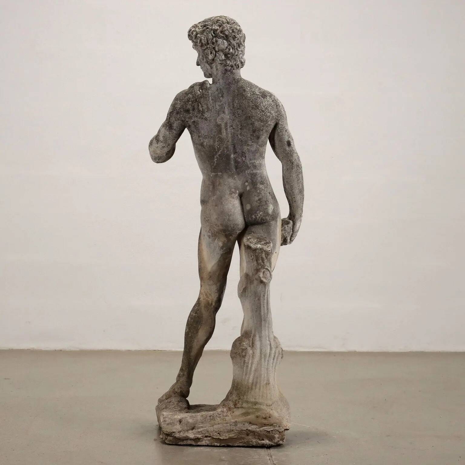 Antique garden sculpture The David in terracotta, Italy, 20th century