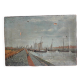 Tableau ancien à l'huile représentant Venise