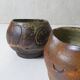2 asymmetrical brutalist stoneware bowls signed G.Toutous Vintage