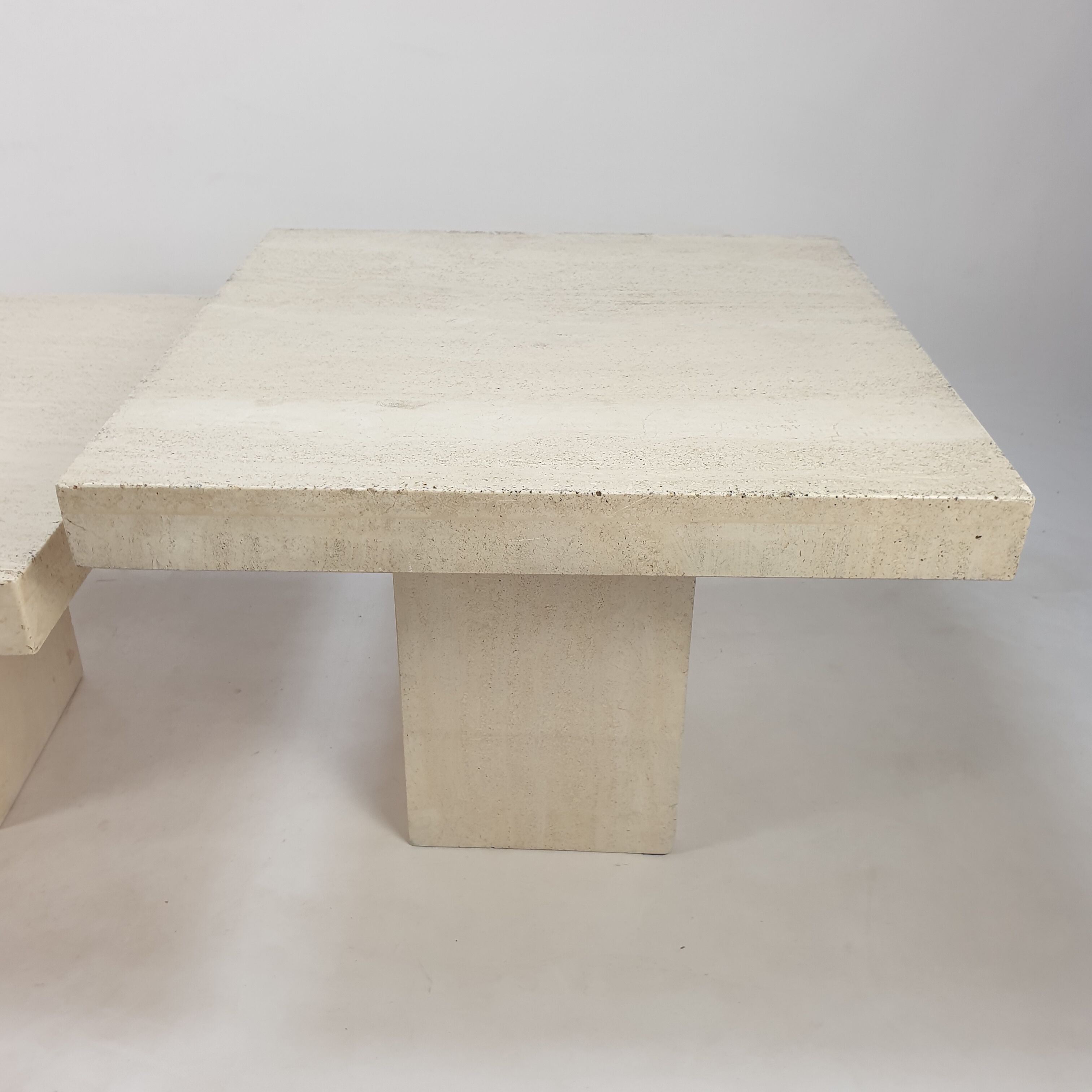 Set of 3 Italian Travertine Coffee Tables, 1980s