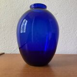 Vase verre soufflé cobalt Art Déco