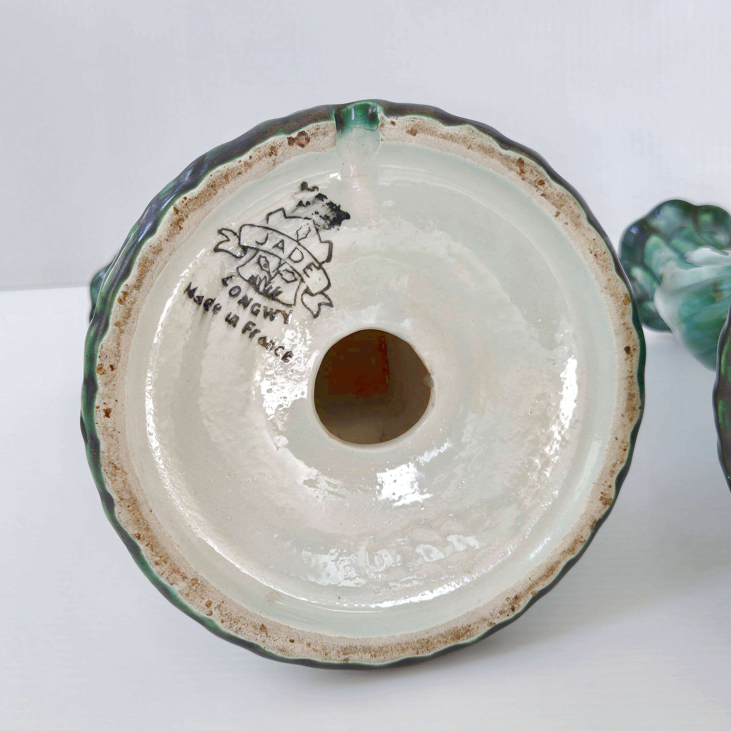 Pair of vintage Longwy candlesticks 1960