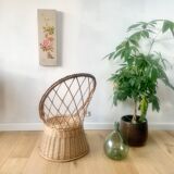 Vintage light wicker armchair GM