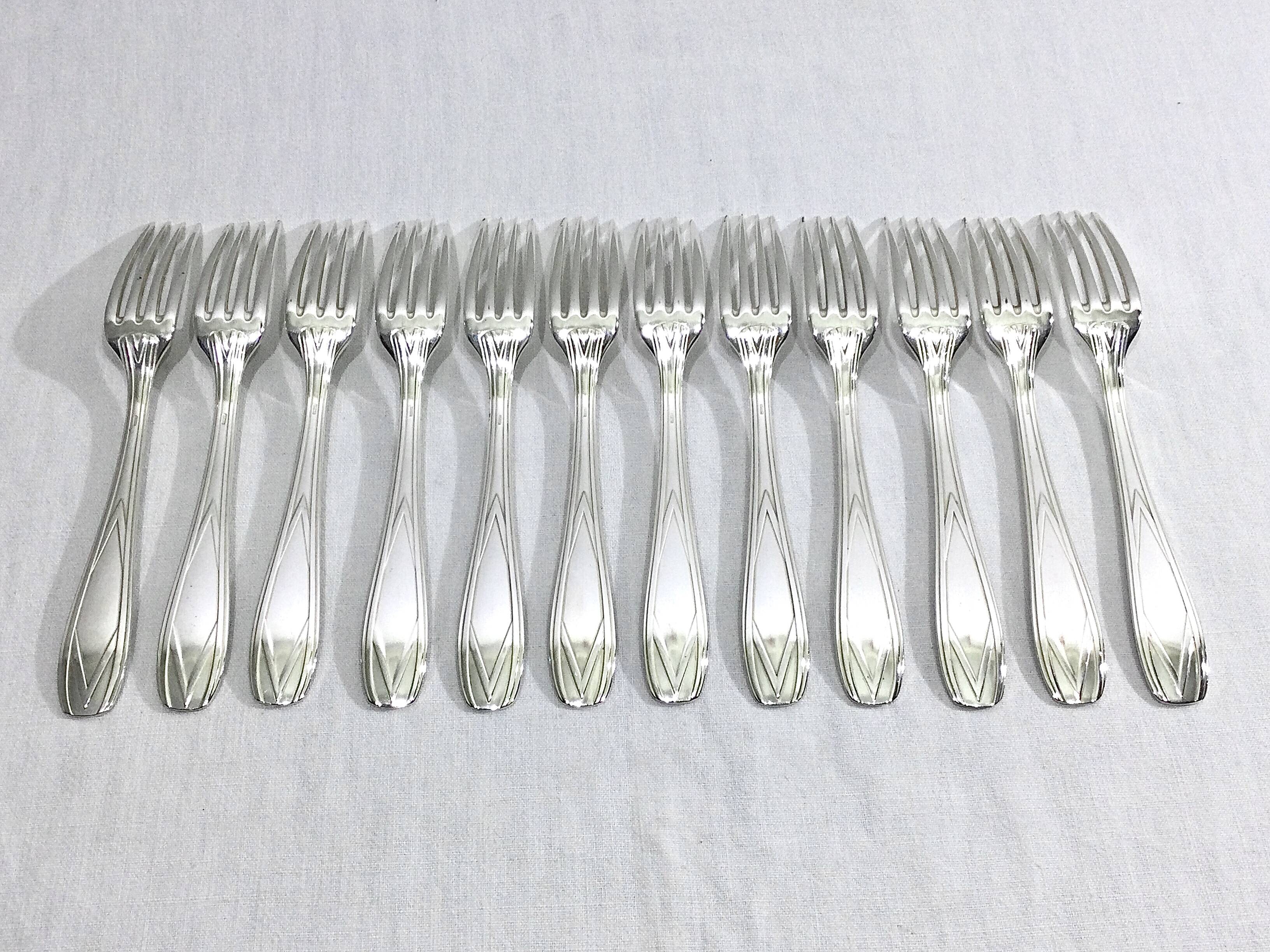 SFAM - Cutlery set 49 pieces Art Deco Silver Metal