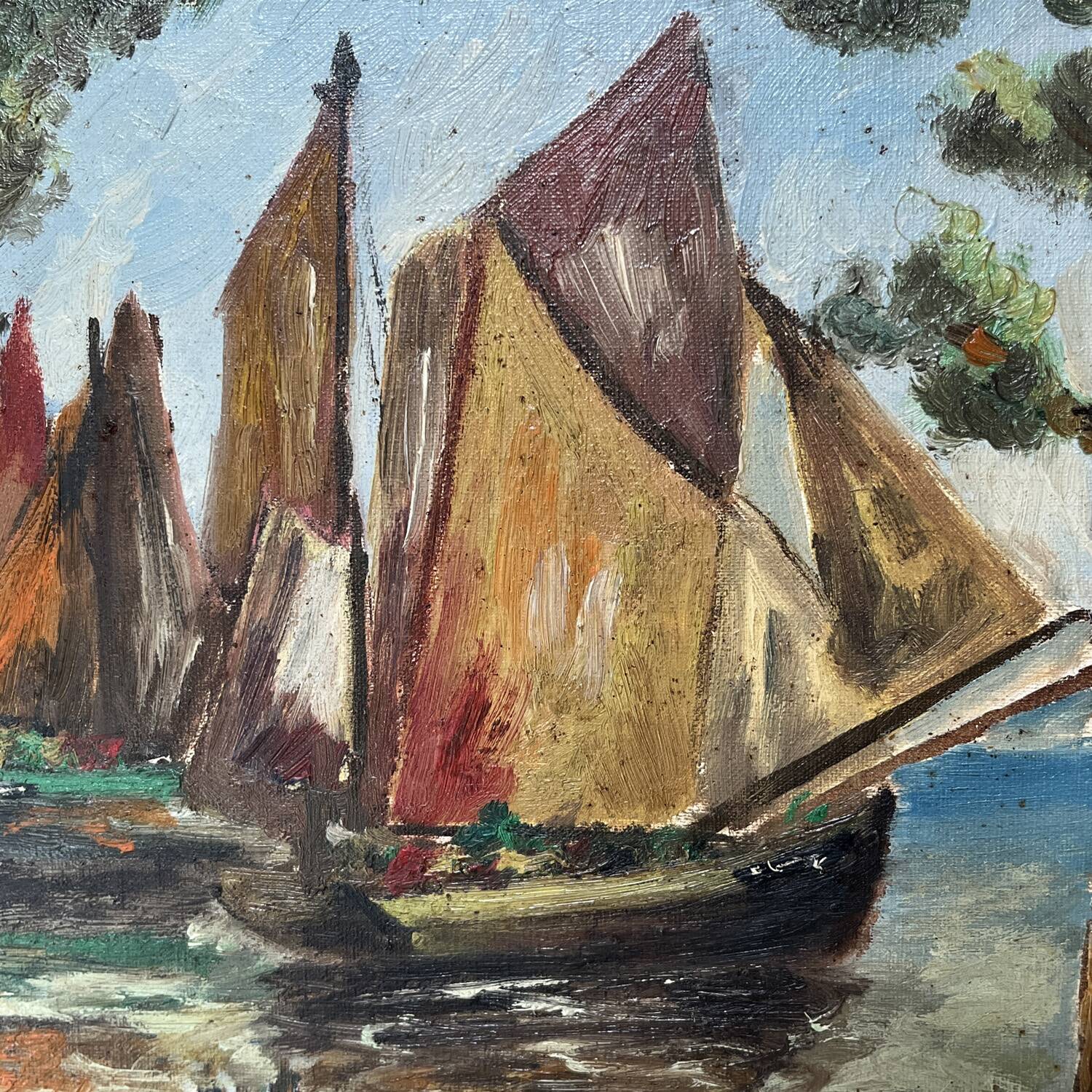 Tableau 1959 "The Sailboats" signed Ledien