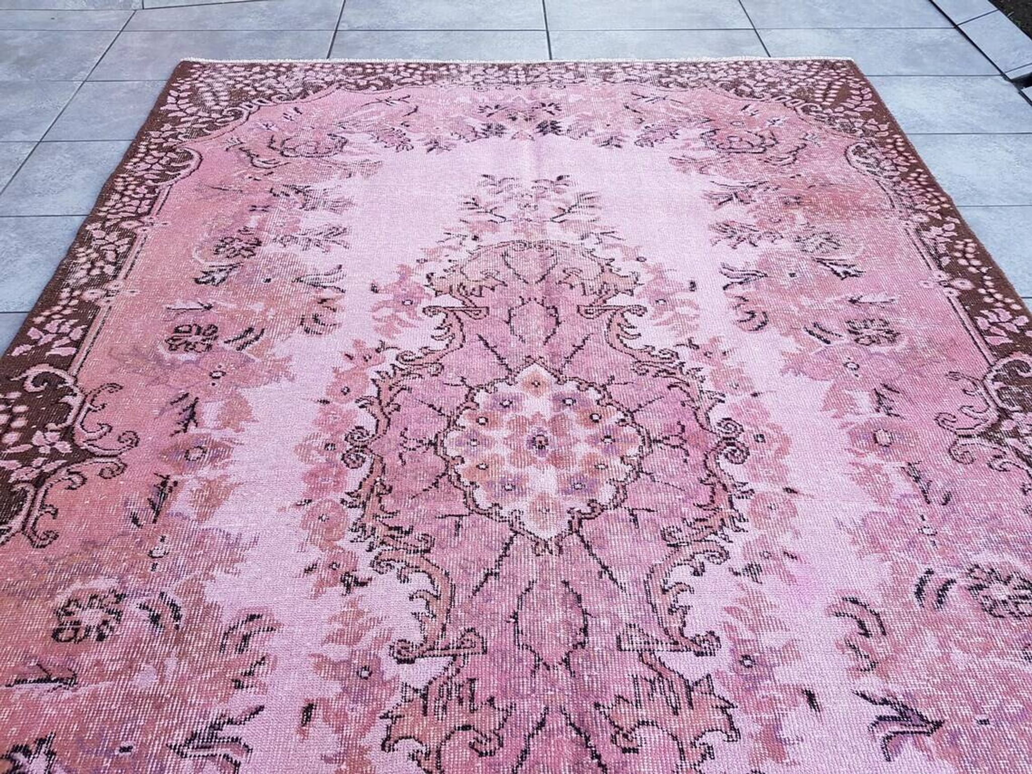 Tapis décoratif vintage rose sku 2535