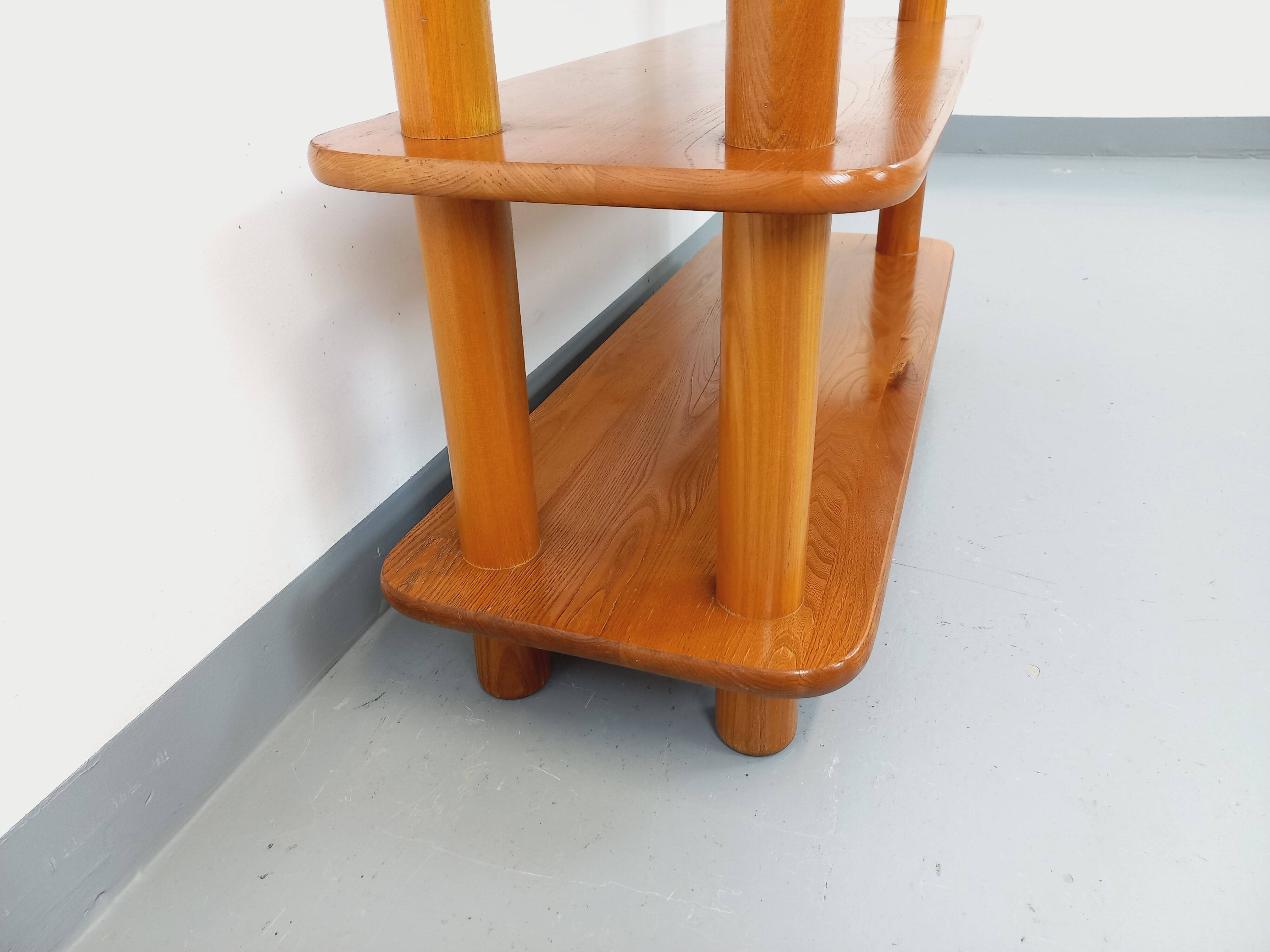 Bibliothèque étagère vintage en orme des années 80