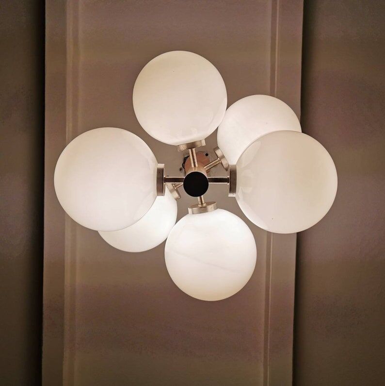 Chandelier 6 bulbs Temde Leuchten 1970s