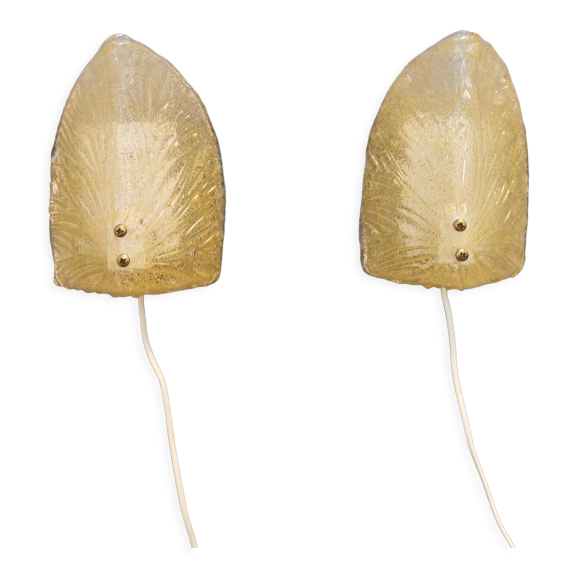 Appliques suédoises en verre dépoli avec des détails « or », fabriquées par Globen AB, dans les années 1980-1990