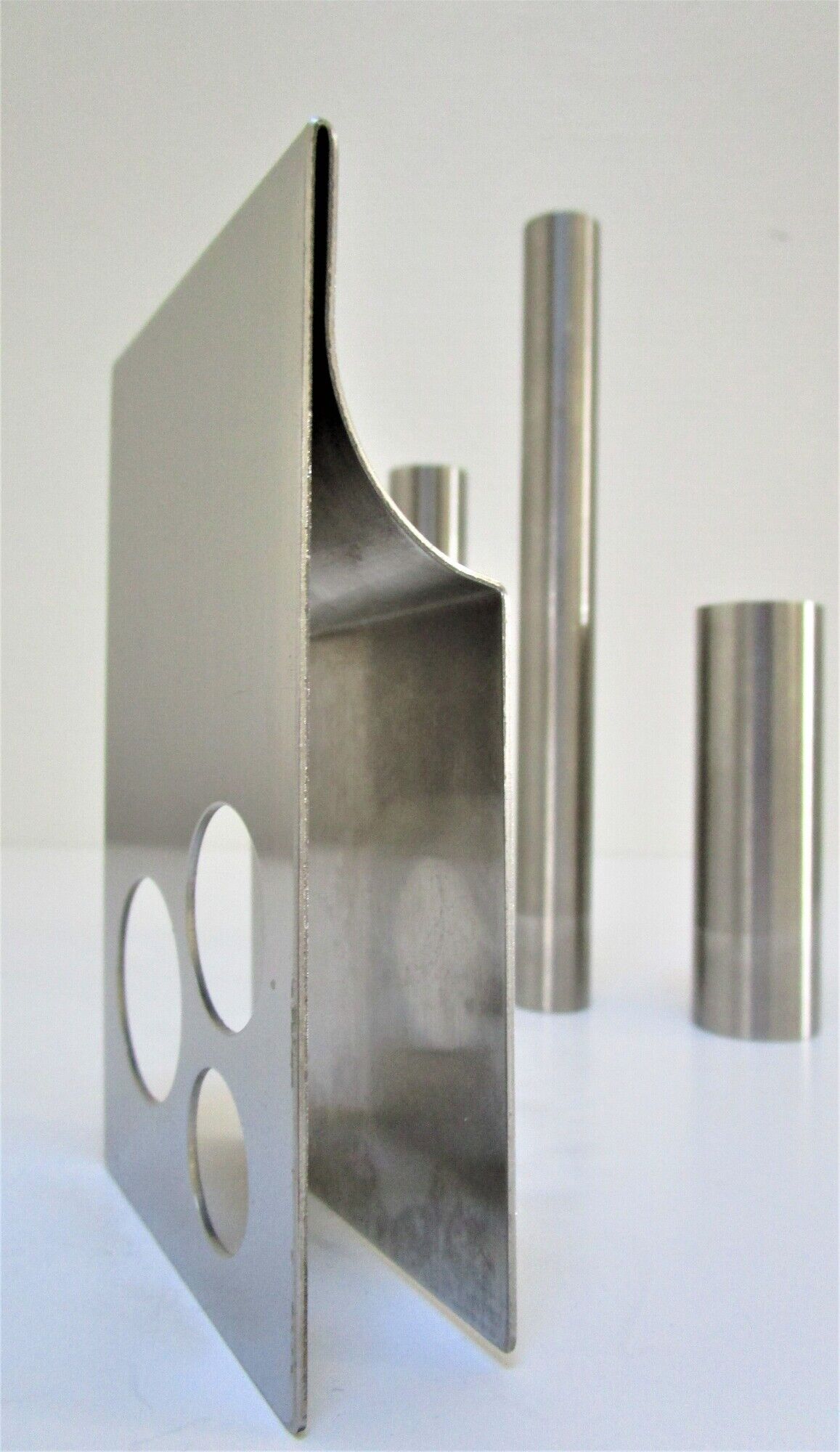 Sculptural vase stainless steel tubes design 70s space age letang remy