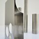 Sculptural vase stainless steel tubes design 70s space age letang remy